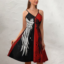 Lade das Bild in den Galerie-Viewer, Multi-Image-Design Damen / Frauen Sommerkleid Sling Kleid Trägerkleid mit V-Ausschnitt und mit Spaghetti-Träger NZ016 mit Foto Design Motiv Text selbst gestalten und bedrucken
