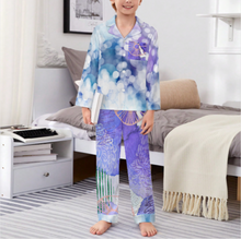 Lade das Bild in den Galerie-Viewer, Multi-Image-Design Jungen Mädchen Kinder Pyjama langarm Schlafanzug zum knöpfen 2 tlg. mit Foto Design Motiv Text selbst gestalten und bedrucken in Karo Optik mit Knopfleiste
