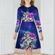 Lade das Bild in den Galerie-Viewer, Multi-Image-Design Mädchen Langarm Kleid Jerseykleid A-Linien-Kleid F6Q mit Foto Design Motiv Text selbst gestalten und bedrucken
