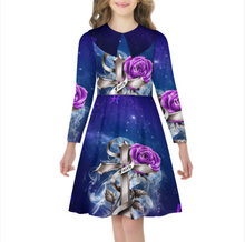 Lade das Bild in den Galerie-Viewer, Multi-Image-Design Mädchen Langarm Kleid Jerseykleid A-Linien-Kleid F6Q mit Foto Design Motiv Text selbst gestalten und bedrucken
