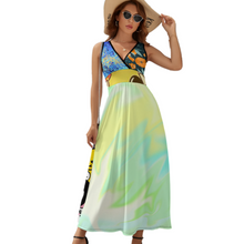 Lade das Bild in den Galerie-Viewer, Multi-Image-Druck Langes Ärmelloses Sommer Kleid mit V-Ausschnitt Damen / Frauen NZ028 selbst gestalten und bedrucken

