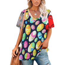 Lade das Bild in den Galerie-Viewer, Multi-Image-Druck Ice Silk Short Sleeve Shirt V-Neck T-Shirt NZ109 - Damen / Frauen - selbst gestalten und bedrucken
