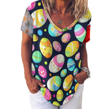 Lade das Bild in den Galerie-Viewer, Multi-Image-Druck Ice Silk Short Sleeve Shirt V-Neck T-Shirt NZ109 - Damen / Frauen - selbst gestalten und bedrucken
