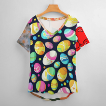 Lade das Bild in den Galerie-Viewer, Multi-Image-Druck Ice Silk Short Sleeve Shirt V-Neck T-Shirt NZ109 - Damen / Frauen - selbst gestalten und bedrucken
