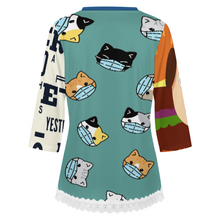 Lade das Bild in den Galerie-Viewer, Multi-Image-Druck Damen / Frauen V-Ausschnitt T-Shirt mit Spitzenbesatz und halblangen Ärmeln SDS2513 mit Foto Design Motiv Text selbst gestalten und bedrucken
