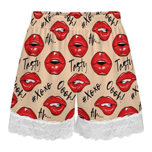 Lade das Bild in den Galerie-Viewer, Einzelbilddruck Damen / Frauen kurze Pyjamahose mit Spitzenbesatz SDS2516 mit Fotos Muster Text Logo selbst gestalten und bedrucken
