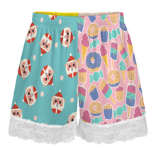 Lade das Bild in den Galerie-Viewer, Multi-Image-Druck Damen / Frauen kurze Pyjamahose mit Spitzenbesatz SDS2516 mit Fotos Muster Text Logo selbst gestalten und bedrucken
