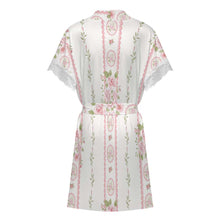Lade das Bild in den Galerie-Viewer, Einzelbild-Design Damen/Frauen Kurzärmeliger Bademantel Pyjama mit Gürtel und Spitzenbesatz SDS2517 mit Foto Design Motiv Text selbst gestalten und bedrucken
