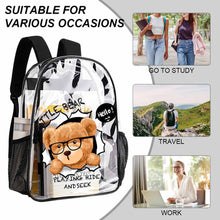 Lade das Bild in den Galerie-Viewer, 17 Zoll Transparente Rucksack Schultasche mit Fotos Muster Text Logo selbst gestalten und bedrucken

