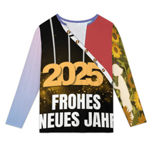 Lade das Bild in den Galerie-Viewer, Multi-Image-Druck Damen / Frauen Langärmliges T-Shirt mit schrägem Kragen und fünf Knöpfen XCK mit Foto Design Motiv Text selbst gestalten und bedrucken
