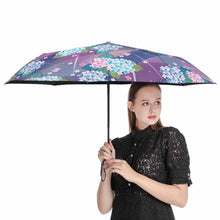 Lade das Bild in den Galerie-Viewer, Y01 Faltbarer Regenschirm 3-Falt Automatikschirm / Taschenschirm (Innenseite schwarz geklebt/Außenseite bedruckt) mit Fotos Muster Text Logo selbst gestalten und bedrucken
