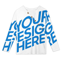Lade das Bild in den Galerie-Viewer, Einzelbilddruck Damen / Frauen Langärmliges T-Shirt mit schrägem Kragen und fünf Knöpfen XCK mit Foto Design Motiv Text selbst gestalten und bedrucken
