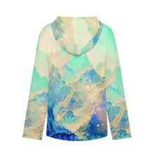 Lade das Bild in den Galerie-Viewer, V-neck Button-up Sweater Blue Mountains, Scenery
