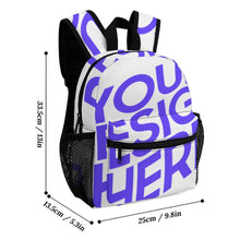 Lade das Bild in den Galerie-Viewer, Einzelbild-Design 13 Zoll Volldruck Kinderschultasche Schulrucksack mit Fotos Muster Text Logo selbst gestalten und bedrucken
