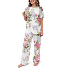 Lade das Bild in den Galerie-Viewer, Personalisierbarer Damen Schlafanzug mit Kurzarm und langer Hose
