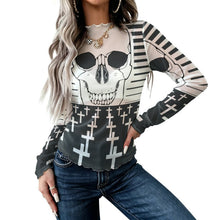 Lade das Bild in den Galerie-Viewer, Langärmeliges Mesh-Rollkragen-Top mit individuellem Druck – Damen, S bis 5XL
