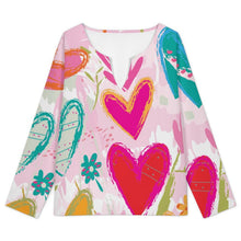 Lade das Bild in den Galerie-Viewer, V-neck Long Sleeved Top Love, Graffiti
