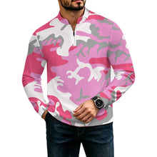 Lade das Bild in den Galerie-Viewer, Standing Collar Long-sleeved Pullover Pink Camouflage
