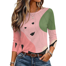 Lade das Bild in den Galerie-Viewer, Round Neck Long Sleeved T-shirt Line Design, Girl
