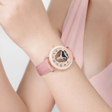 Lade das Bild in den Galerie-Viewer, Personalisierte Damen Foto-Armbanduhr mit Echtlederband Pink
