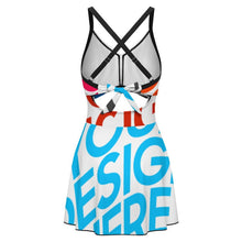 Lade das Bild in den Galerie-Viewer, Multi-Image-Druck Damen / Frauen SDS513 Rückenfreier Tief-V One-piece Swimsuit Badeanzug mit Fotos Muster Text Logo selbst gestalten und bedrucken

