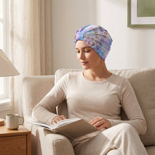 Lade das Bild in den Galerie-Viewer, Elastic Headscarf Hat Geometric, Dreamy, Blue-violet Style 25cm
