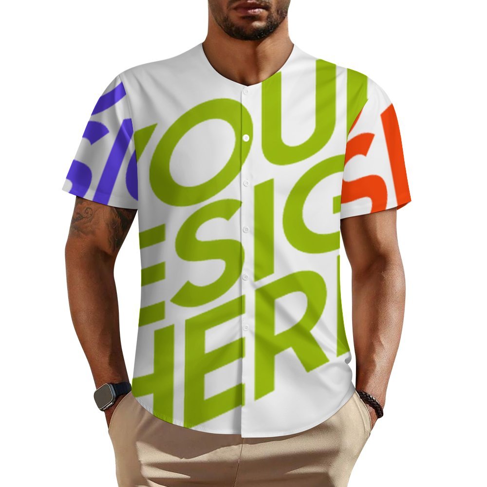 Multi-Image-Design Kurzarmhemd Kurzärmeliges Hemd mit Rundschnitt LM018 mit Foto Design Motiv Text selbst gestalten und bedrucken