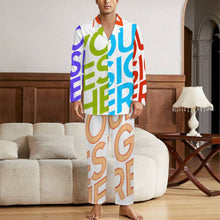 Lade das Bild in den Galerie-Viewer, Personalisierter Multi-Image-Druck Herren Schlafanzug Pajama LM092 in langer Form 2-tlg. mit Fotos Muster Text Logo selbst gestalten und bedrucken
