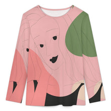 Lade das Bild in den Galerie-Viewer, Round Neck Long Sleeved T-shirt Line Design, Girl
