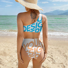 Lade das Bild in den Galerie-Viewer, Multi-Image-Design Sexy Bustier Bikini Set BK2078 mit One-Schulter-Form Top und hoher Taille Bikini-Hose - Damen / Frauen - selbst gestalten und bedrucken
