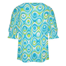 Lade das Bild in den Galerie-Viewer, Sleeveless T-shirt with A Cut-out Design Aqua Blue, Swirling, Abstract
