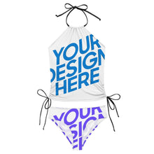 Lade das Bild in den Galerie-Viewer, Badeanzug Halfter Bustier Bikini 2-tlg. Set F145kA01 für Damen Frauen mit Foto Text selbst gestalten und bedrucken
