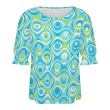 Lade das Bild in den Galerie-Viewer, Sleeveless T-shirt with A Cut-out Design Aqua Blue, Swirling, Abstract
