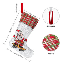 Lade das Bild in den Galerie-Viewer, Personalisierbarer Weihnachtssocke mit Pailletten | Nikolausstrumpf mit Foto
