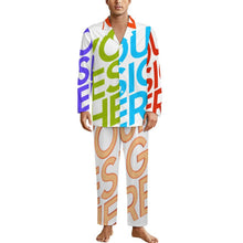 Lade das Bild in den Galerie-Viewer, Personalisierter Multi-Image-Druck Herren Schlafanzug Pajama LM092 in langer Form 2-tlg. mit Fotos Muster Text Logo selbst gestalten und bedrucken
