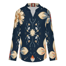 Lade das Bild in den Galerie-Viewer, Stand-up Collar Long-sleeved Shirt Flowers, AI Painting
