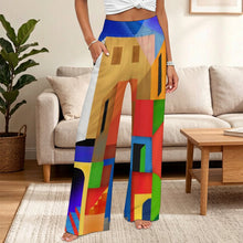 Lade das Bild in den Galerie-Viewer, Damen Highwaist Marlene-Hose mit Smock-Bündchen – weich, weit und individuell bedruckbar

