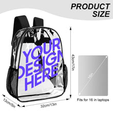 Lade das Bild in den Galerie-Viewer, 17 Zoll Transparente Rucksack Schultasche mit Fotos Muster Text Logo selbst gestalten und bedrucken

