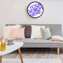 Lade das Bild in den Galerie-Viewer, Fashion Wanduhr ohne Tickgeräusche im modern Stil mit Lautlosem Uhrwerk - Große Wand Uhr 25 cm für Büro Küche Schlafzimmer Wohnzimmer Klassenzimmer mit Fotos Muster Text Logo selbst gestalten und bedrucken
