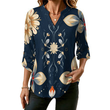 Lade das Bild in den Galerie-Viewer, Stand-up Collar Long-sleeved Shirt Flowers, AI Painting
