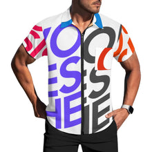 Lade das Bild in den Galerie-Viewer, Multi-Image-Design Herren / Männer Kurzarmhemd mit Reißverschluss LM816 mit Foto Design Motiv Text selbst gestalten und bedrucken

