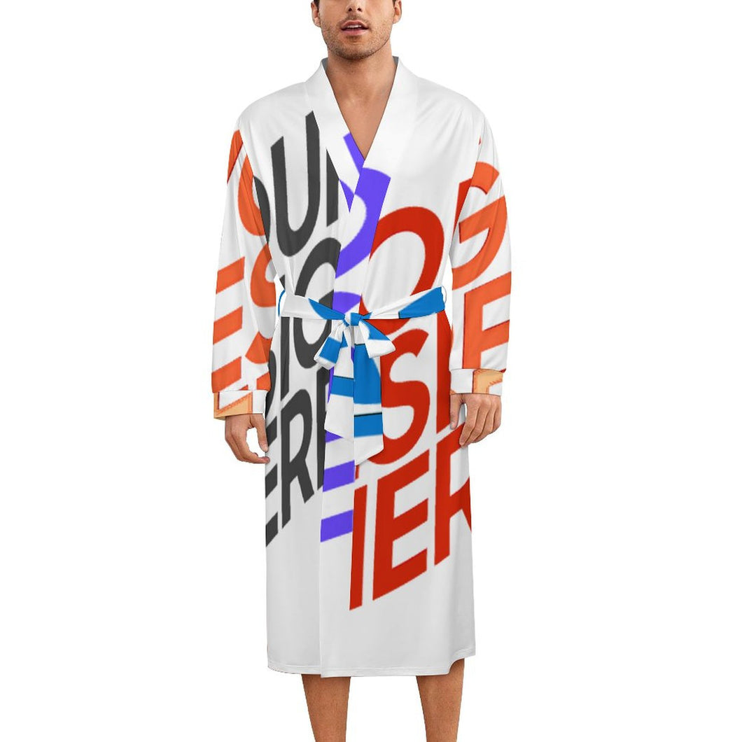 Multi-Image-Druck Unisex Langarm Nachthemd Bademantel mit Gürtel LM127 mit Fotos Muster Text Logo selbst gestalten und bedrucken
