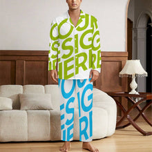Lade das Bild in den Galerie-Viewer, Einzelbilddruck Herren Schlafanzug Pajama LM092 in langer Form 2-tlg. mit Fotos Muster Text Logo selbst gestalten und bedrucken
