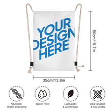 Lade das Bild in den Galerie-Viewer, Canvas Kordelzugbeutel Kordeltasche Rucksack XB0604196 mit Fotos Muster Text Logo selbst gestalten und bedrucken
