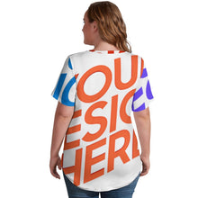 Lade das Bild in den Galerie-Viewer, Multi-Image-Druck Ice Silk Short Sleeve Shirt V-Neck T-Shirt NZ109 - Damen / Frauen - selbst gestalten und bedrucken
