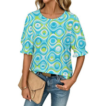Lade das Bild in den Galerie-Viewer, Sleeveless T-shirt with A Cut-out Design Aqua Blue, Swirling, Abstract

