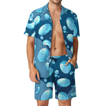 Lade das Bild in den Galerie-Viewer, Satin-Pyjama Herren mit individuellem Druck – Kurzarm-Set personalisierbar
