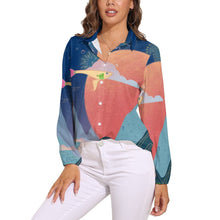 Lade das Bild in den Galerie-Viewer, Damen Retro-Bluse personalisieren | Langarm V-Ausschnitt Bluse
