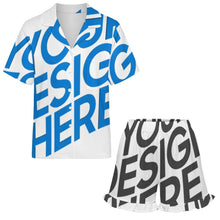 Lade das Bild in den Galerie-Viewer, Einzelbilddruck Damen / Frauen Rüschen Pyjama Set mit kurzen Ärmeln C11TZ mit Foto Design Motiv Text selbst gestalten und bedrucken
