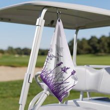 Lade das Bild in den Galerie-Viewer, Golf Towel with Hanging Loop Purple, Butterfly, Reed Style 41x61cm
